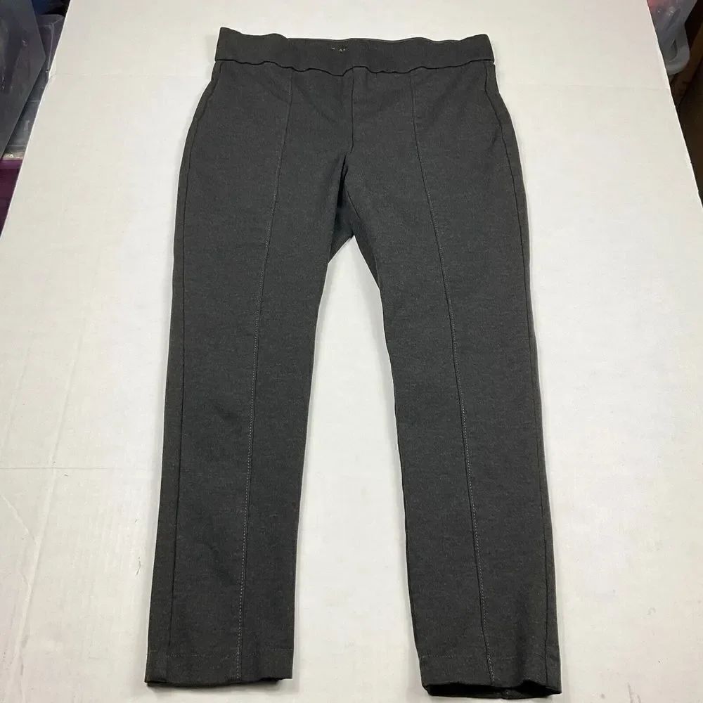 Anne Klein Womens Ponte Knit Pants Gray Work Casual Stretch Slim Pull On SMALL